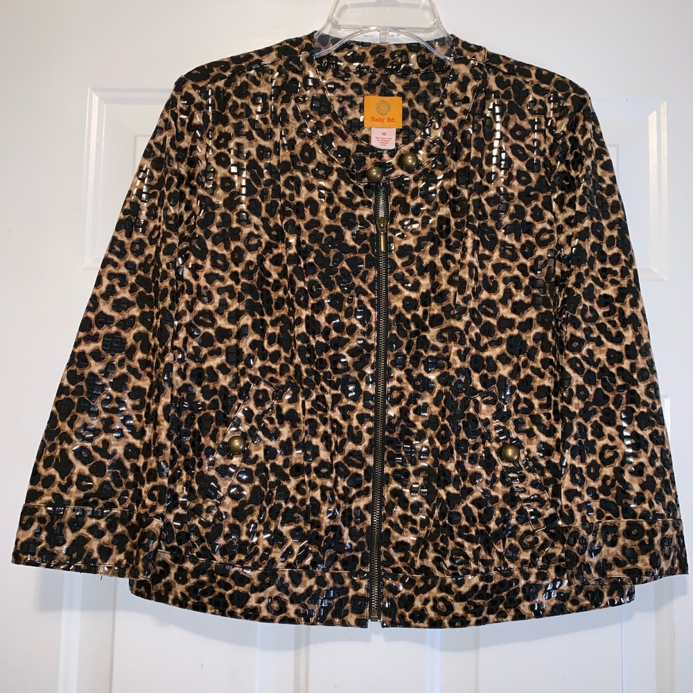 Ruby Rd Leopard Print Zippered Jacket - image 1